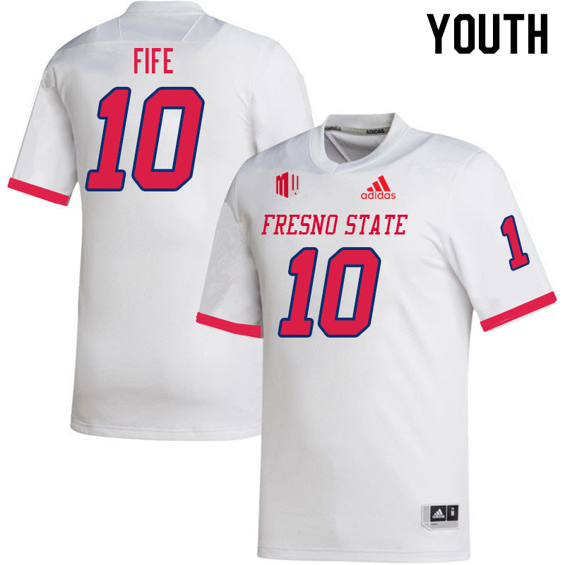 Youth #10 Logan Fife Fresno State Bulldogs College Football Jerseys Sale-White